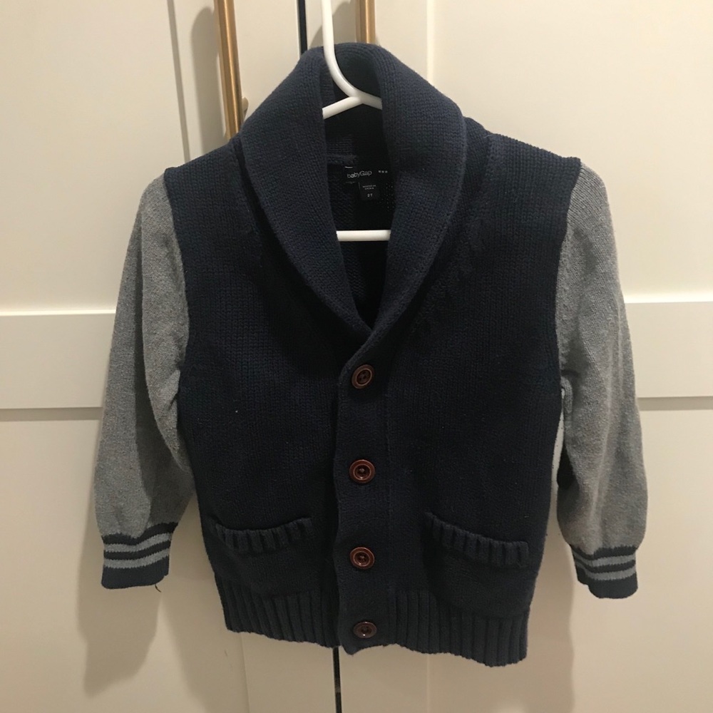 Navy & grey button down sweater